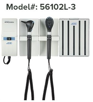 System Diagnostic Wall Adstation w/Otoscope LED/Opthalmoscope Coax LED w/Specula by American Diagnostic Corporation  ID 56102L-3